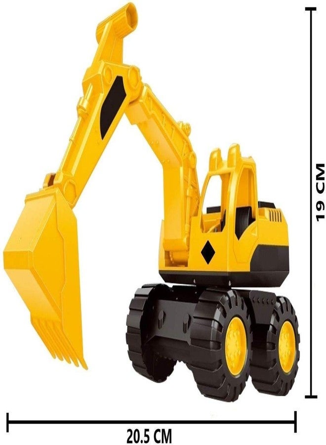 EYESIGN Unbreakable Excavator Mini 21 X 19 Size Pull Back Push And Go Plastic Construction Vehicle Toys Truck Set +3 Year Best Gift For Girls Boys Pack Of 1, Yellow - Image 3